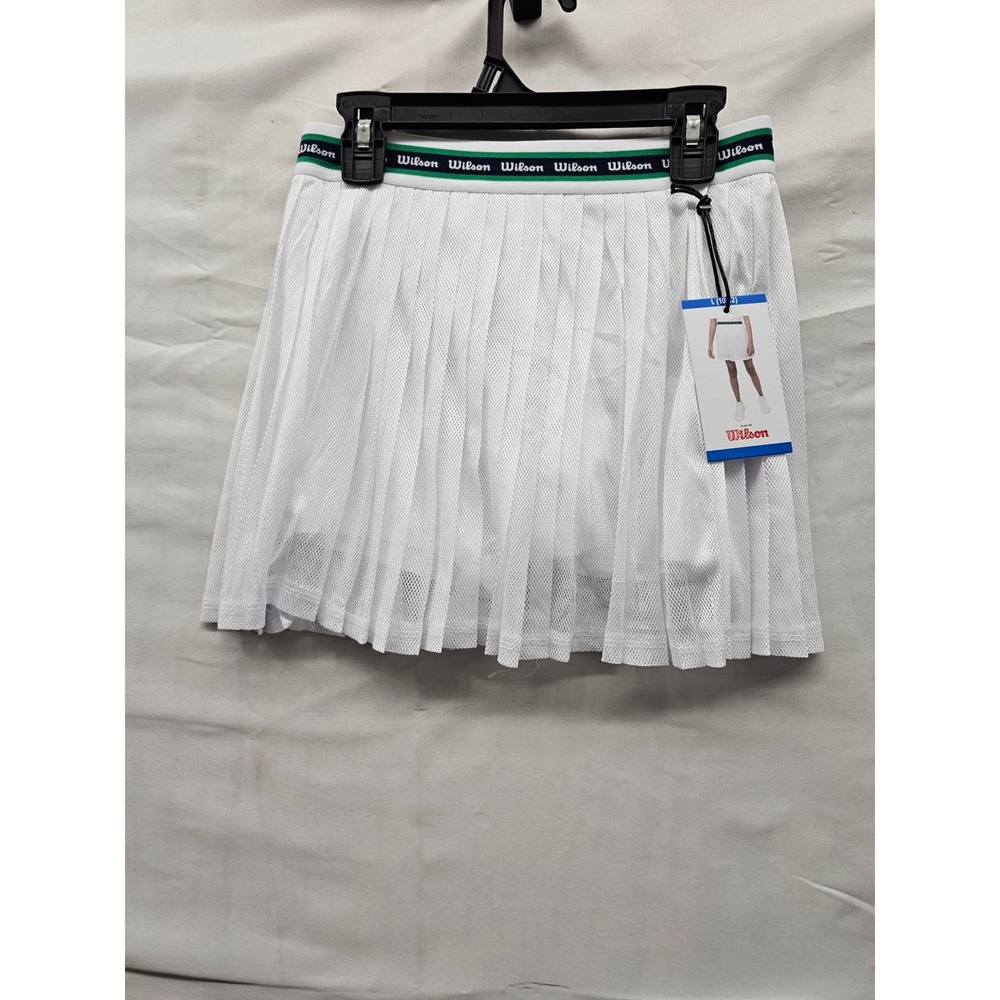 Wilson Girls Pleated Tennis Skort White Polyester Blend Athletic Size Large